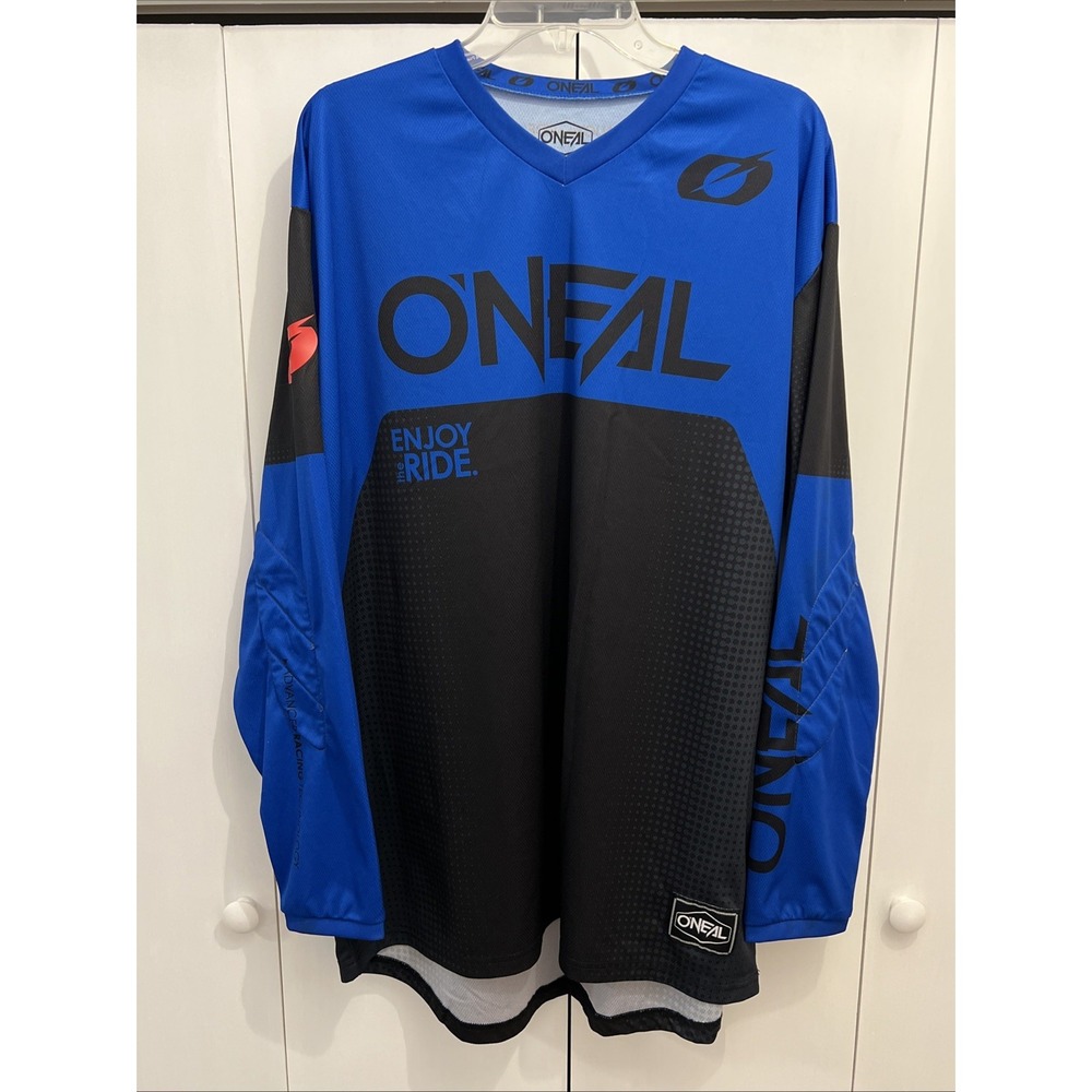 O'Neal Element 'Enjoy The Ride' Motocross MX Jersey Size‎ XL Black/Blue, EUC!